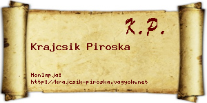 Krajcsik Piroska névjegykártya